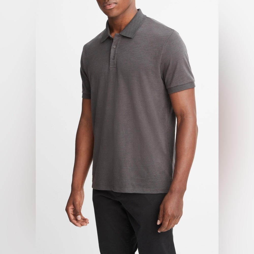 VINCE Classic Slub Polo Shirt in Henleys & Polos